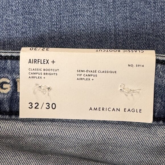 American Eagle Jeans Mens 32x30 Blue Classic Bootcut Airflex Medium Wash Denim - Picture 4 of 14